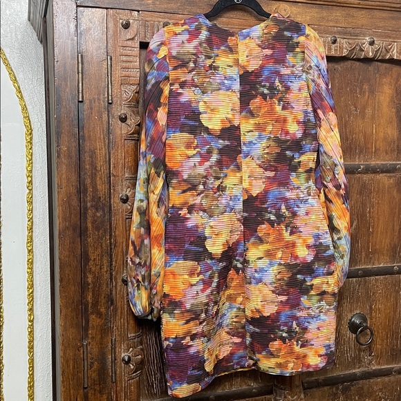 Gilner Farrar Molly Dress Kaleidoscope Print Size 10 Long Sleeve Ruched Mini EUC - Picture 6 of 7